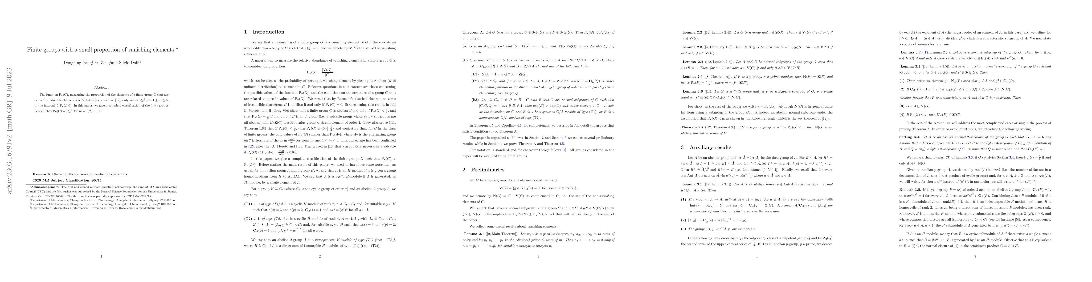 Thumbnail for Finite groups with a small proportion of vanishing elements