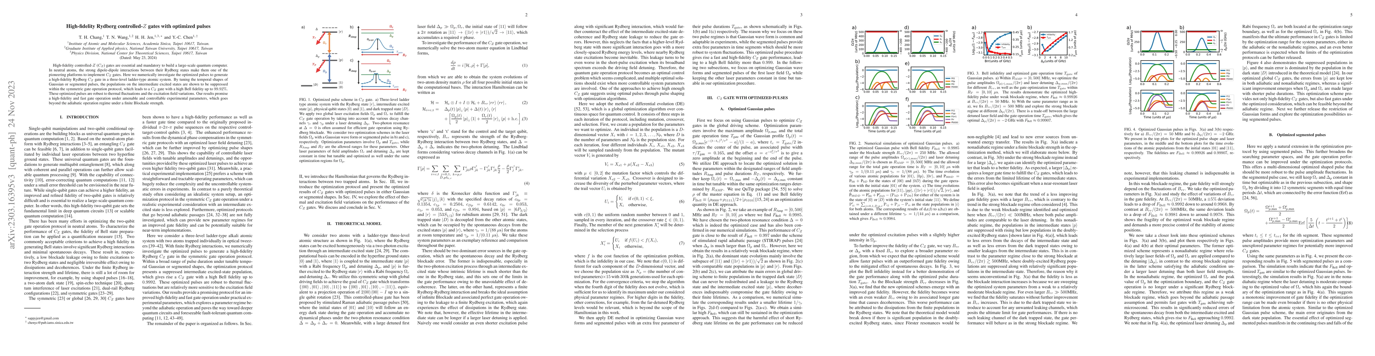 Thumbnail for High-fidelity Rydberg controlled-Z gates with optimal pulses