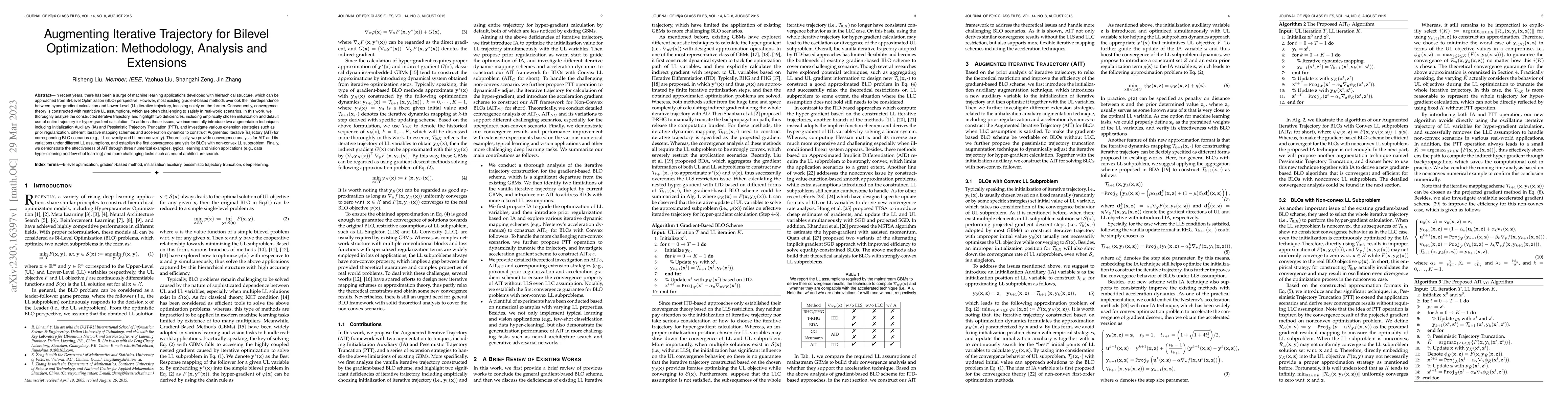 Thumbnail for Augmenting Iterative Trajectory for Bilevel Optimization: Methodology,
  Analysis and Extensions