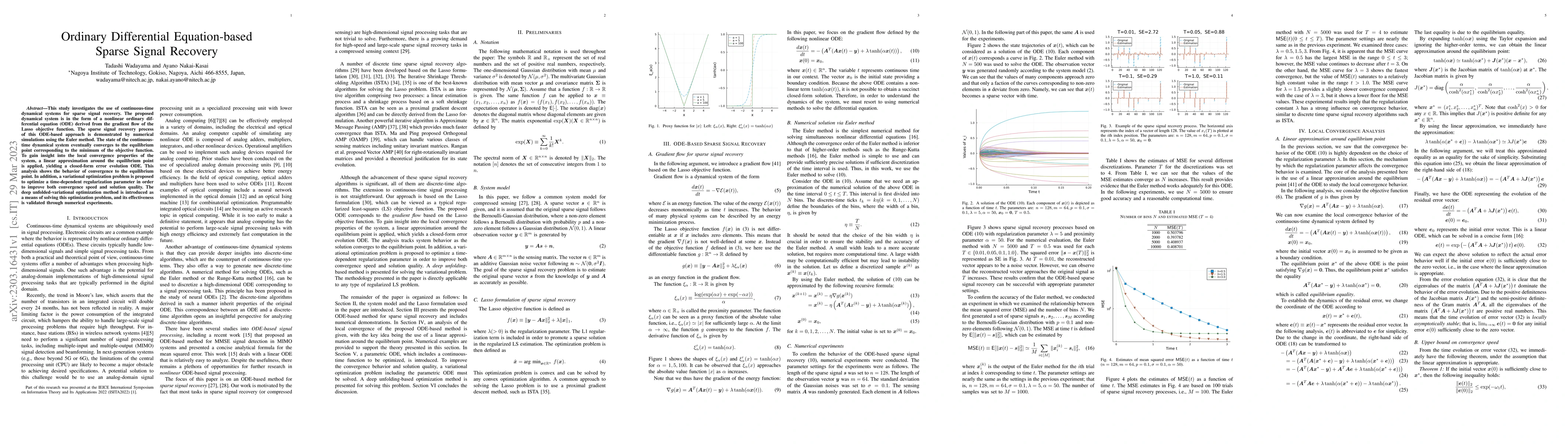 Thumbnail for Ordinary Differential Equation-based Sparse Signal Recovery