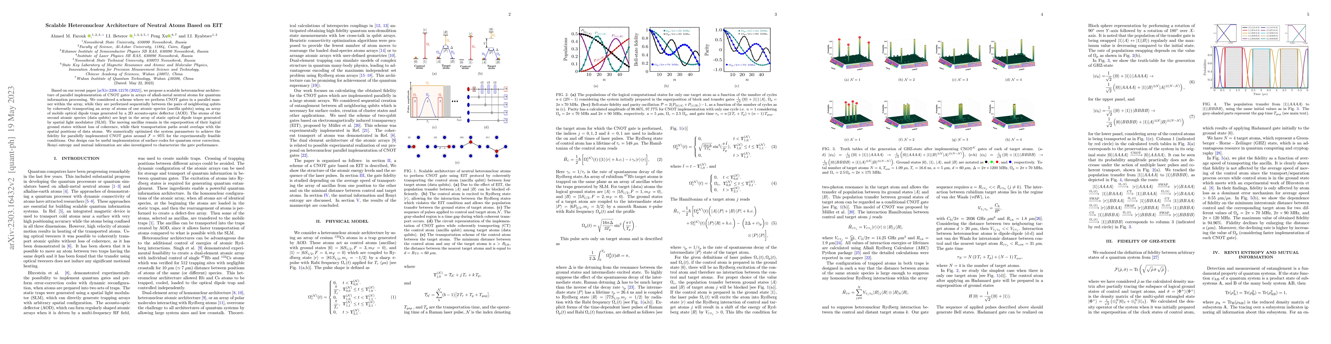 Thumbnail for Scalable Heteronuclear Architecture of Neutral Atoms Based on EIT