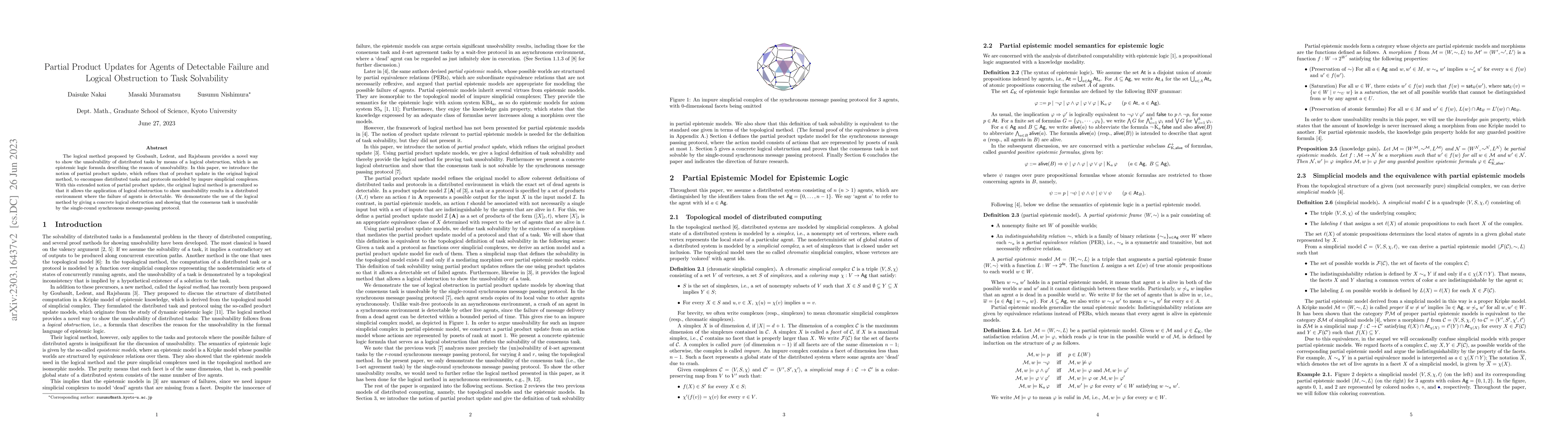 Thumbnail for Partial Product Updates for Agents of Detectable Failure and Logical
  Obstruction to Task Solvability