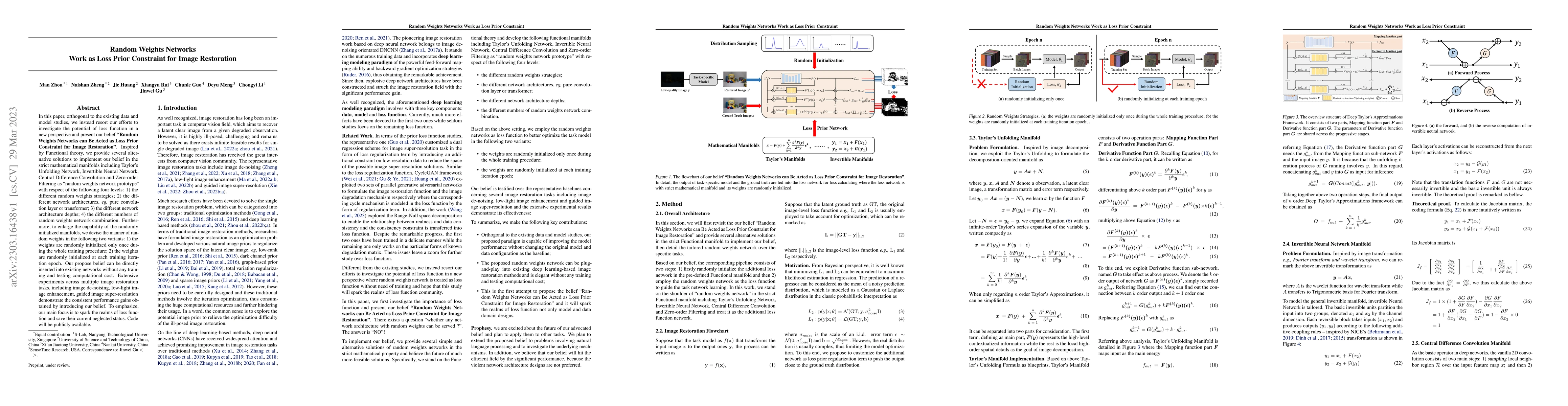 Thumbnail for Random Weights Networks Work as Loss Prior Constraint for Image
  Restoration
