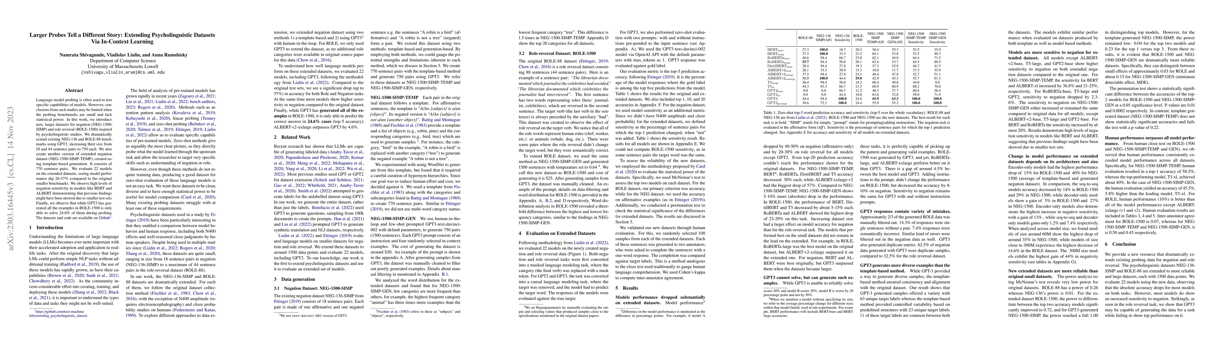 Thumbnail for Larger Probes Tell a Different Story: Extending Psycholinguistic
  Datasets Via In-Context Learning