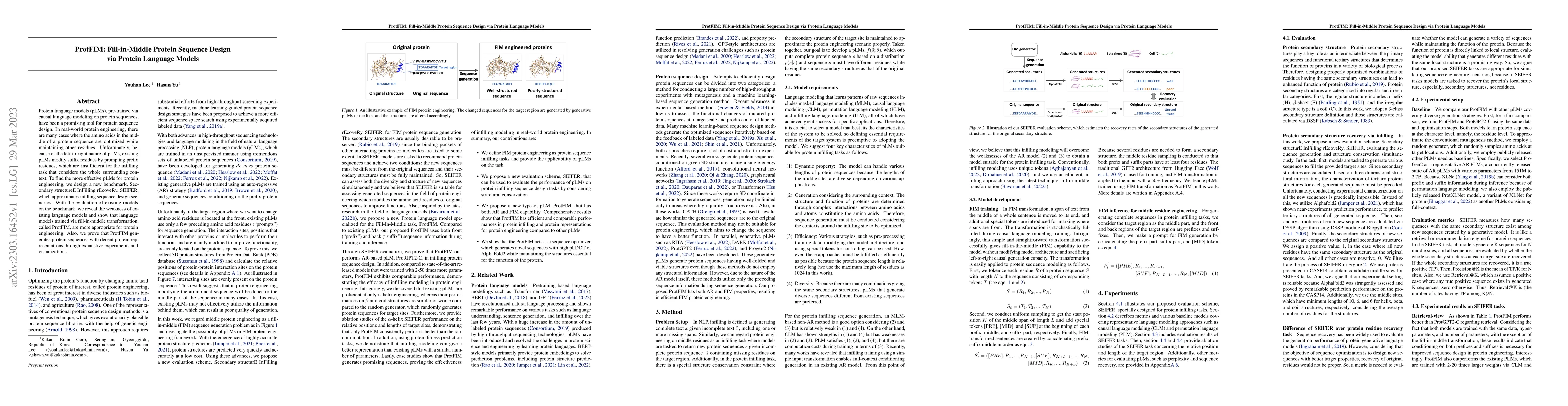 Thumbnail for ProtFIM: Fill-in-Middle Protein Sequence Design via Protein Language
  Models