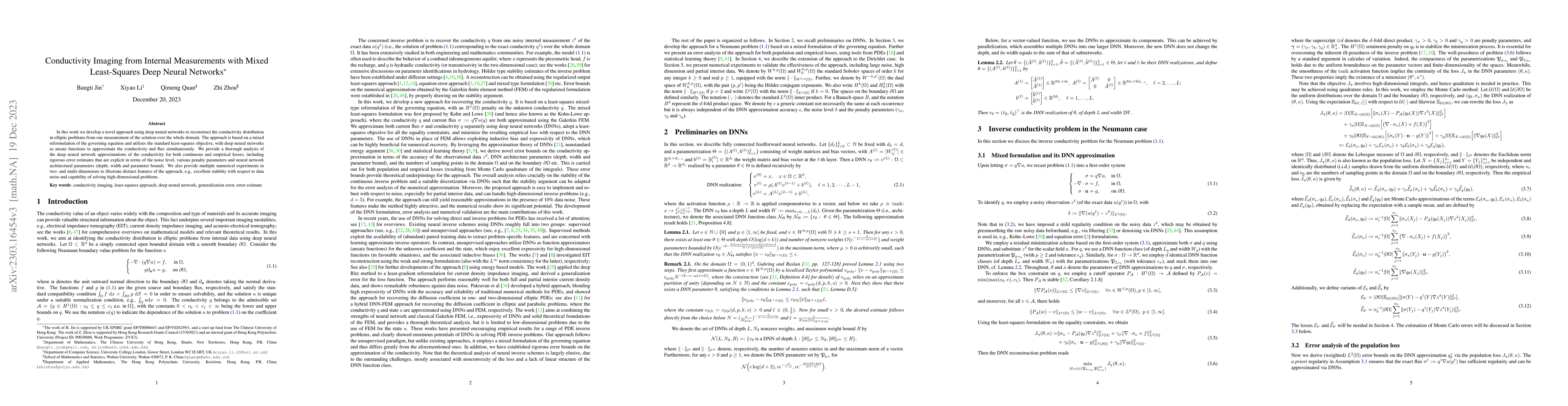 Thumbnail for Conductivity Imaging from Internal Measurements with Mixed Least-Squares
  Deep Neural Networks