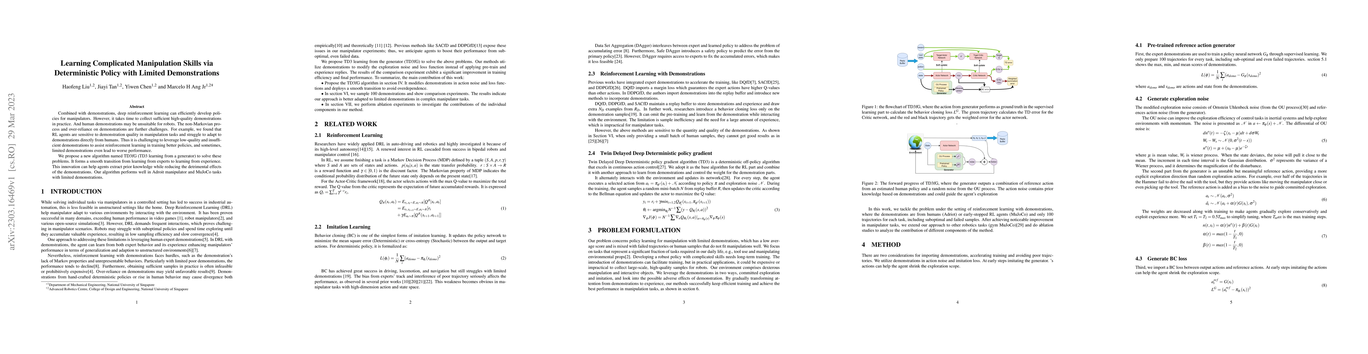 Thumbnail for Learning Complicated Manipulation Skills via Deterministic Policy with
  Limited Demonstrations