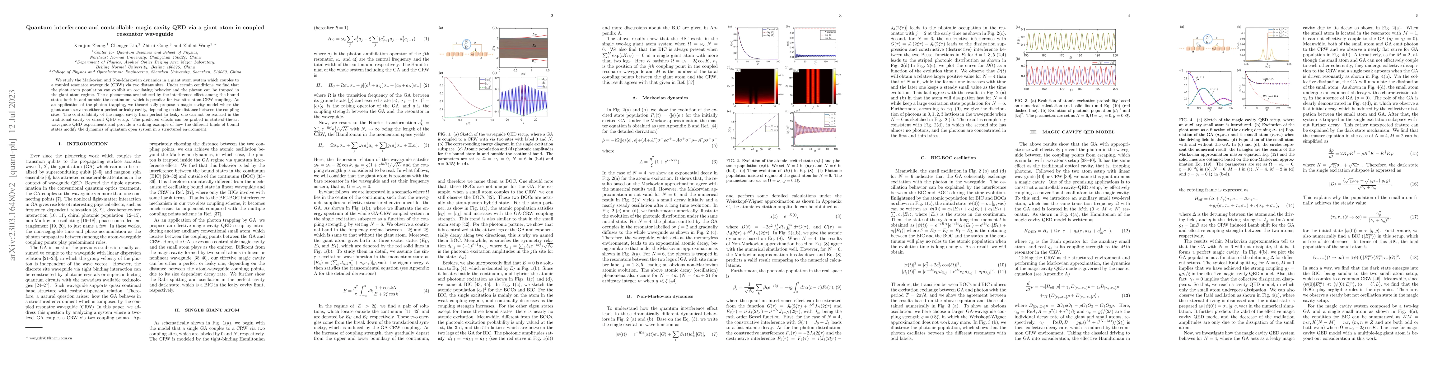 Thumbnail for Quantum interference and controllable magic cavity QED via a giant atom
  in coupled resonator waveguide