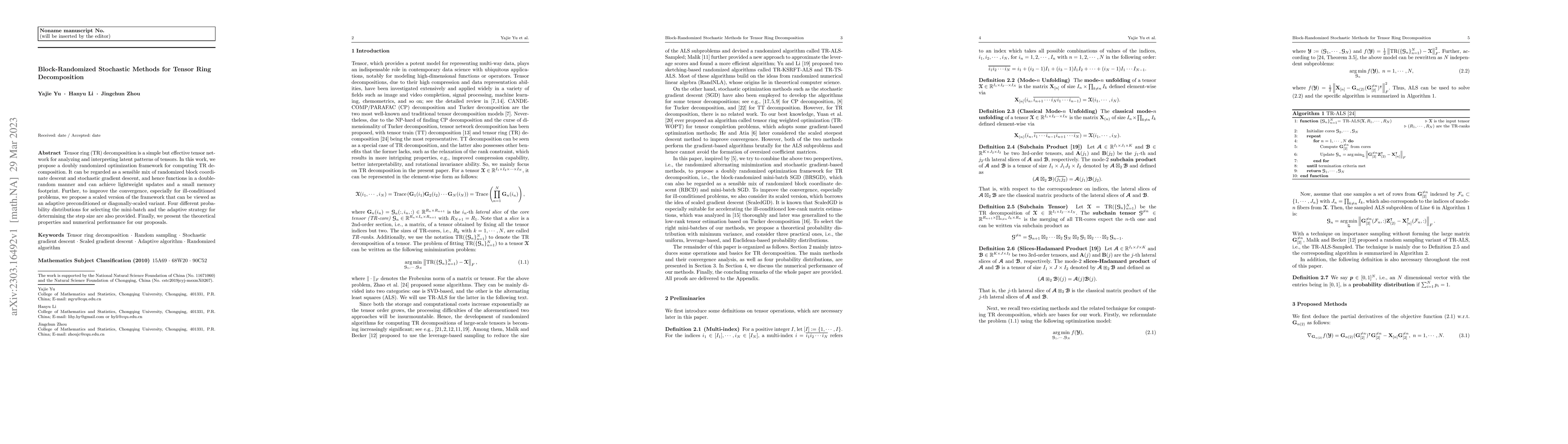 Thumbnail for Block-Randomized Stochastic Methods for Tensor Ring Decomposition
