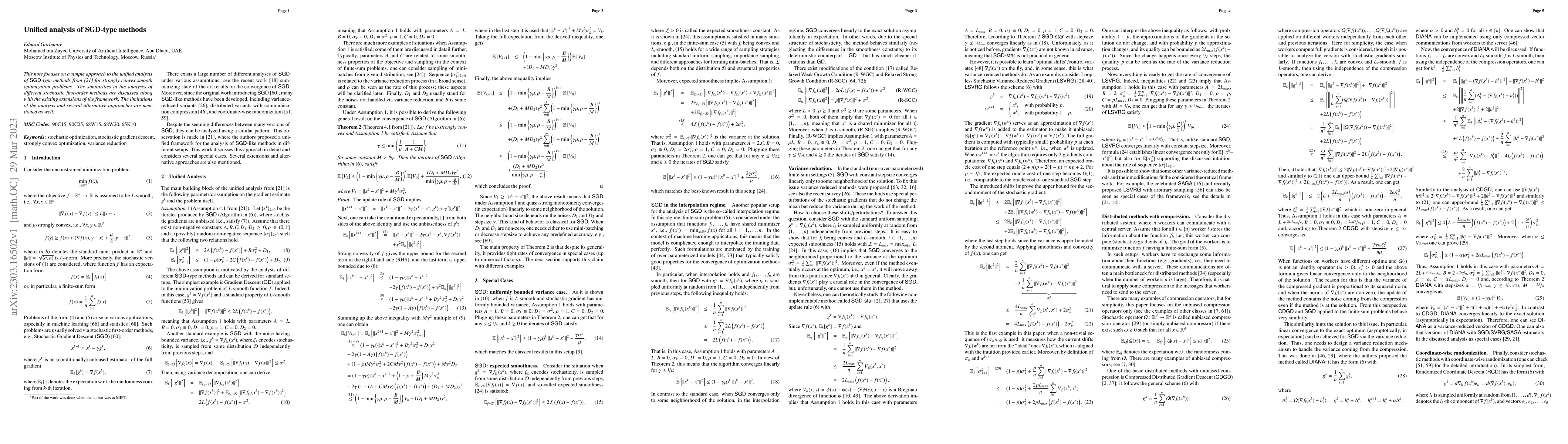 Thumbnail for Unified analysis of SGD-type methods