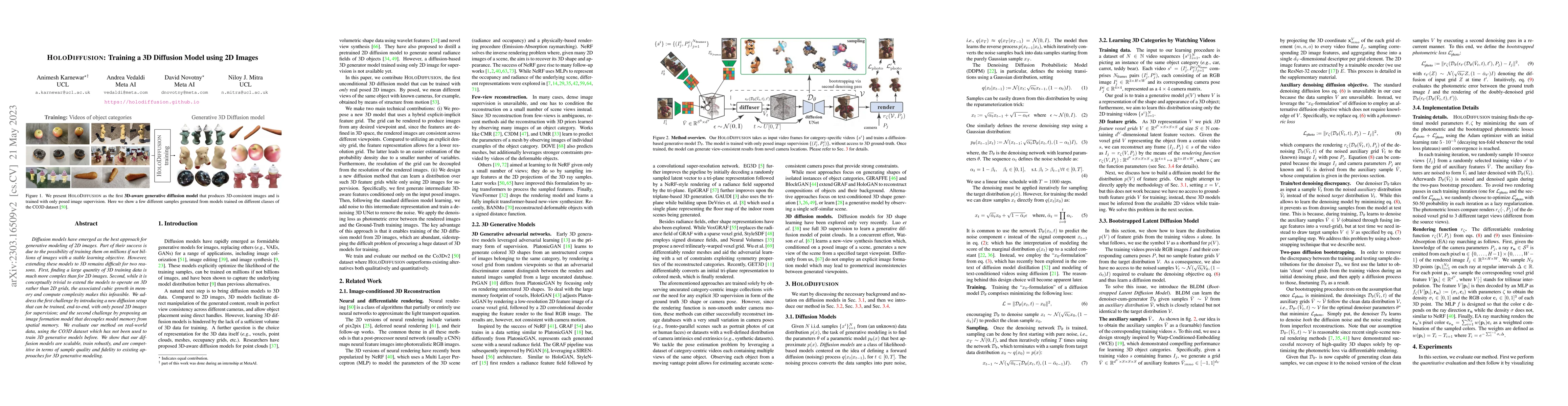 Thumbnail for HoloDiffusion: Training a 3D Diffusion Model using 2D Images