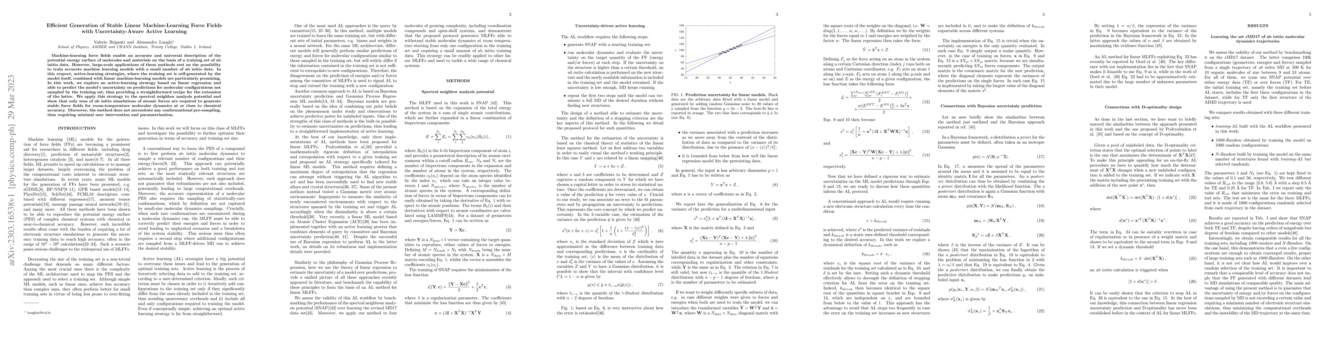 Thumbnail for Efficient Generation of Stable Linear Machine-Learning Force Fields with
  Uncertainty-Aware Active Learning
