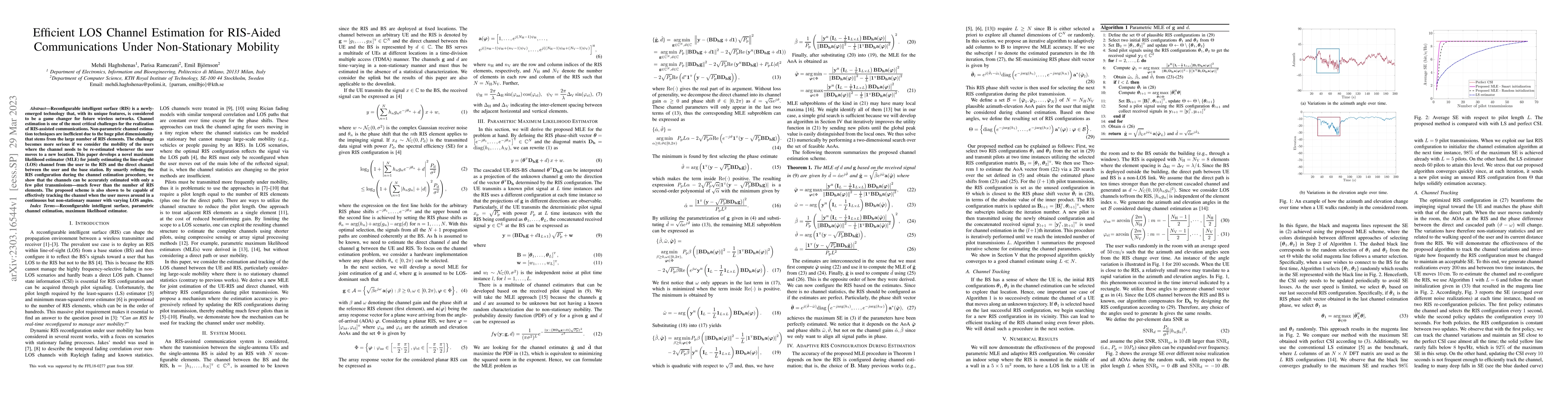 Thumbnail for Efficient LOS Channel Estimation for RIS-Aided Communications Under
  Non-Stationary Mobility
