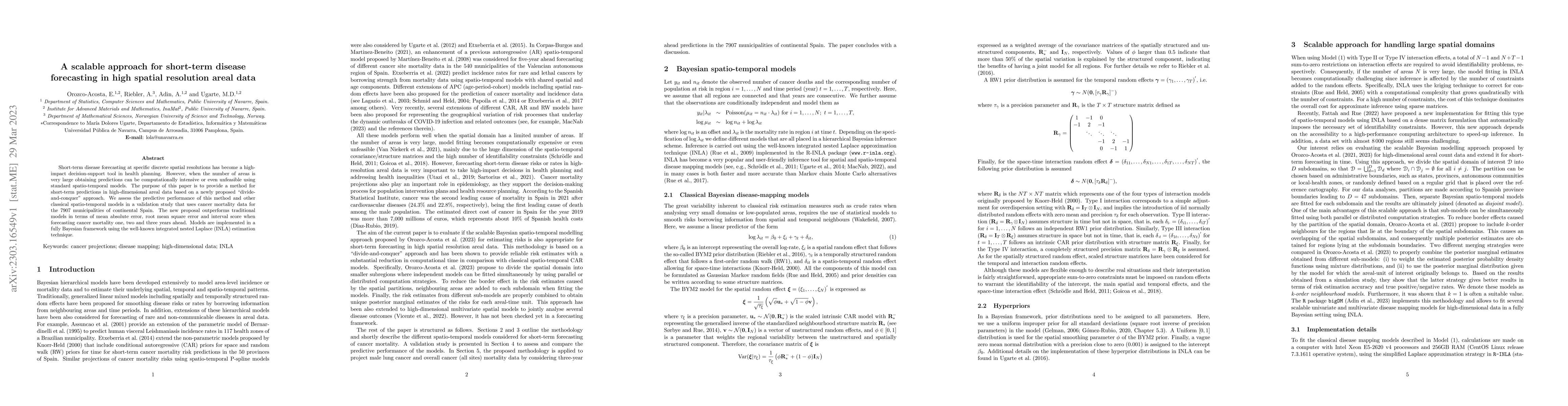 Thumbnail for A scalable approach for short-term disease forecasting in high spatial
  resolution areal data