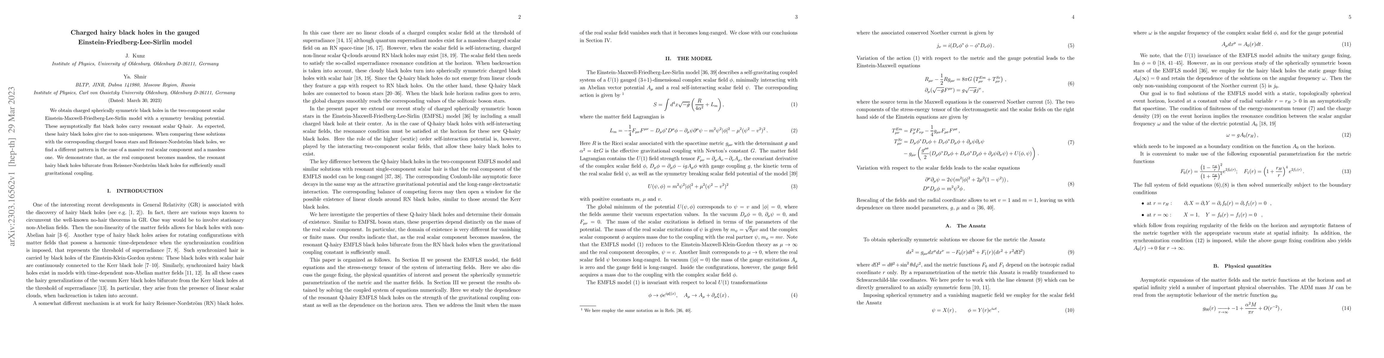 Thumbnail for Charged hairy black holes in the gauged Einstein-Friedberg-Lee-Sirlin
  model