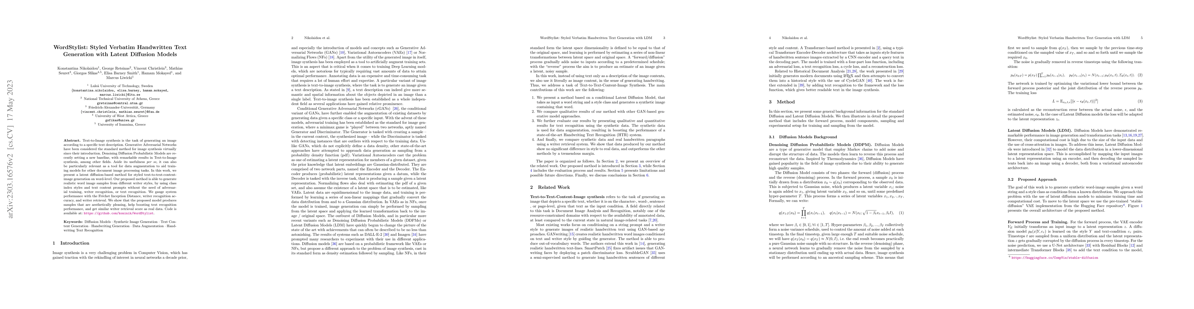 Thumbnail for WordStylist: Styled Verbatim Handwritten Text Generation with Latent
  Diffusion Models
