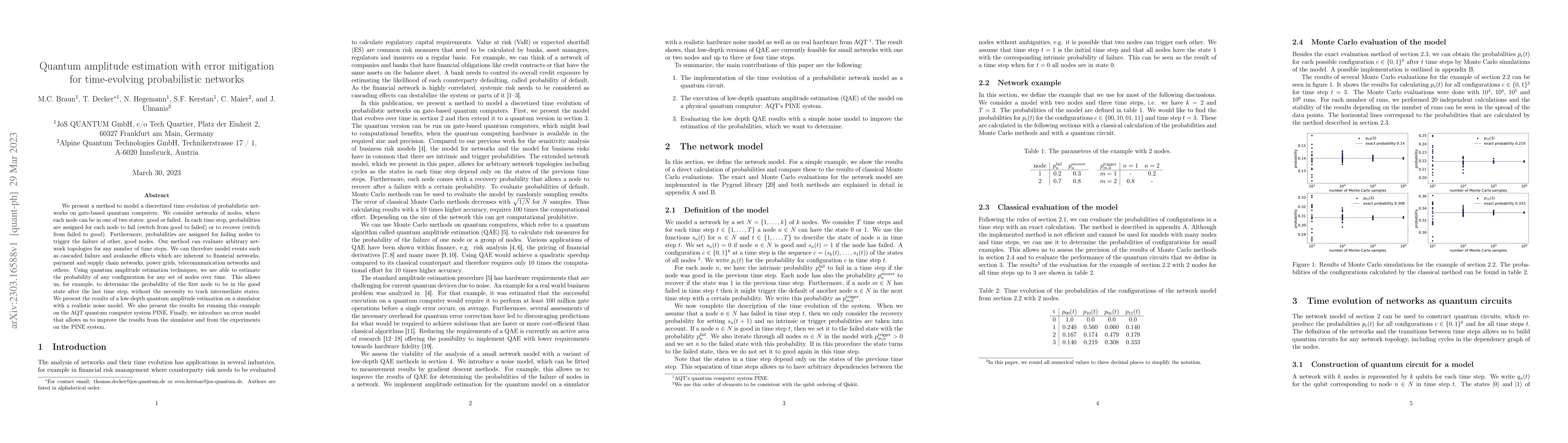 Thumbnail for Quantum amplitude estimation with error mitigation for time-evolving
  probabilistic networks