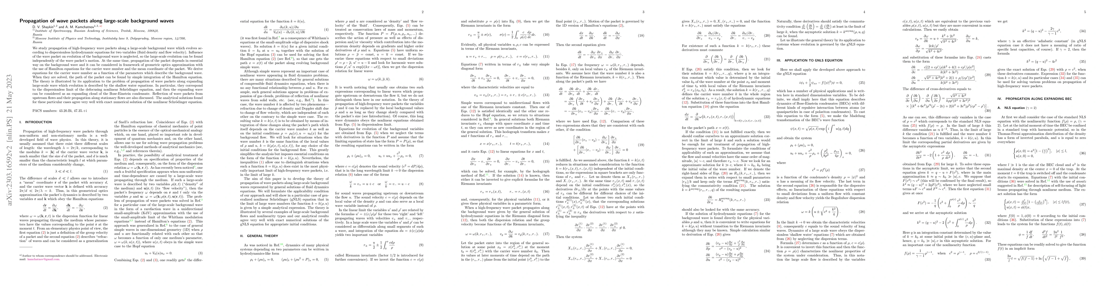 Thumbnail for Propagation of wave packets along large-scale background waves