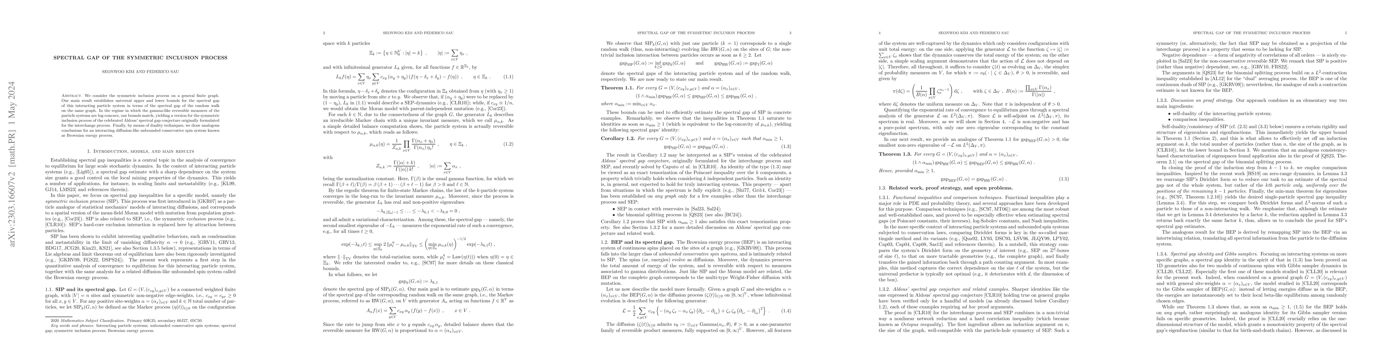 Thumbnail for Spectral gap of the symmetric inclusion process