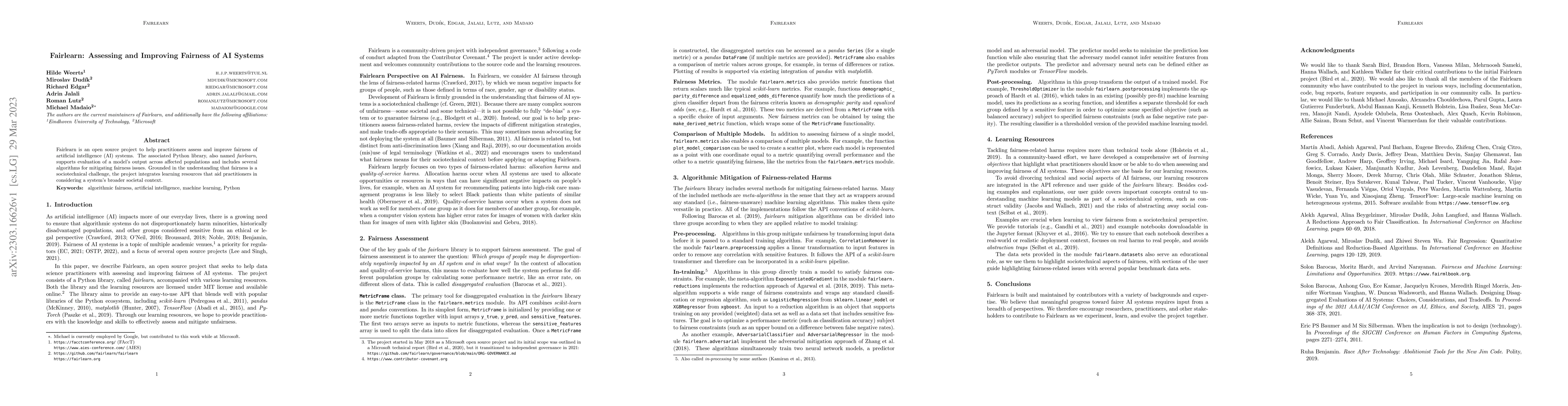 Thumbnail for Fairlearn: Assessing and Improving Fairness of AI Systems