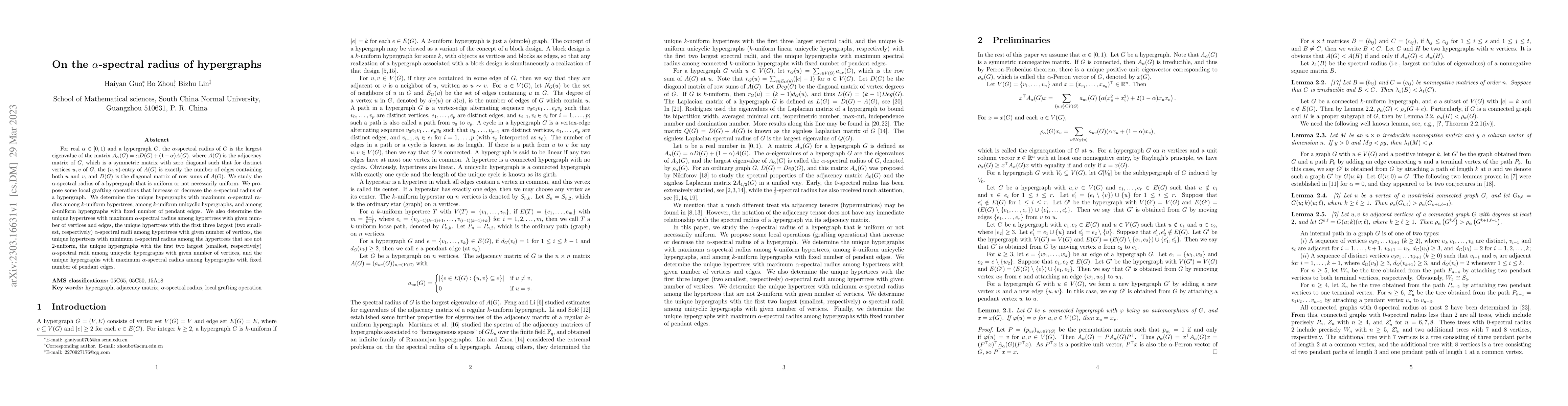Thumbnail for On the $\alpha$-spectral radius of hypergraphs