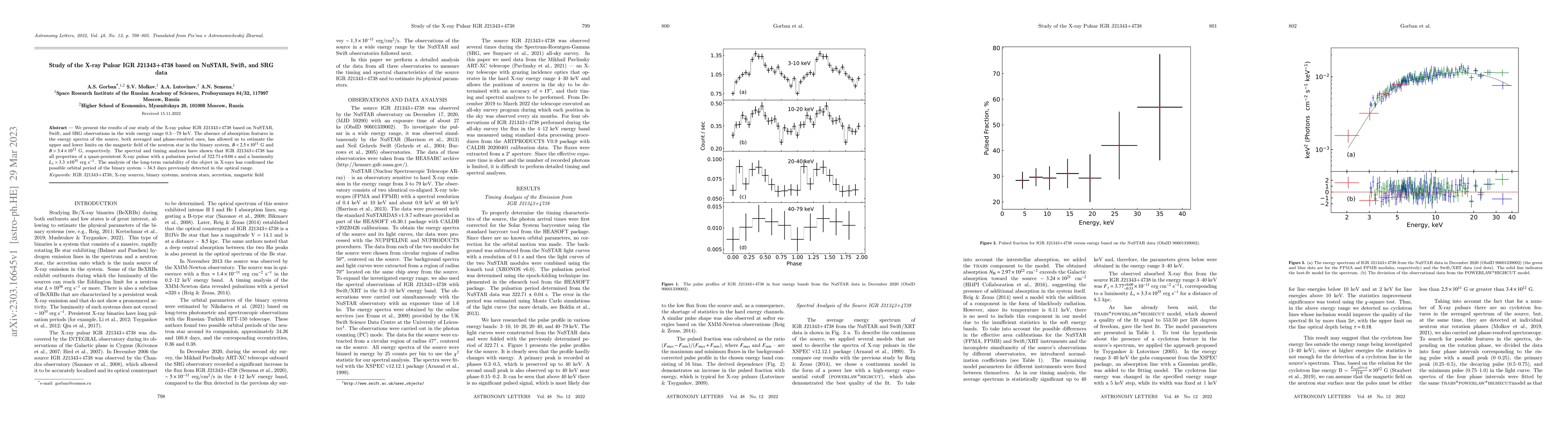 Thumbnail for Study of the X-ray Pulsar IGR J21343+4738 based on NuSTAR, Swift, and
  SRG data