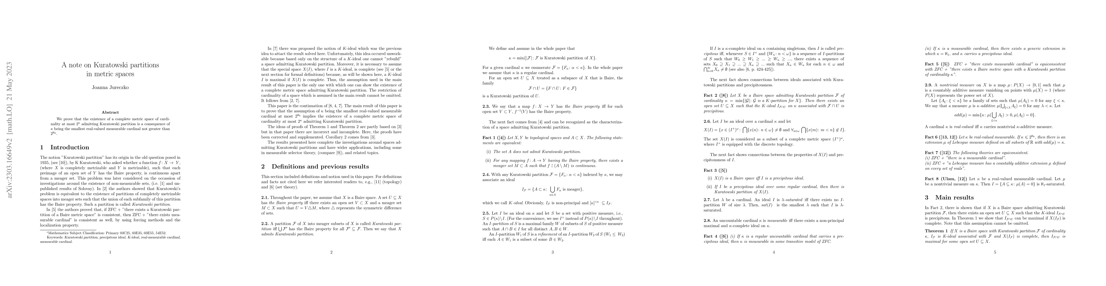 Thumbnail for A note on Kuratowski partitions in metric spaces