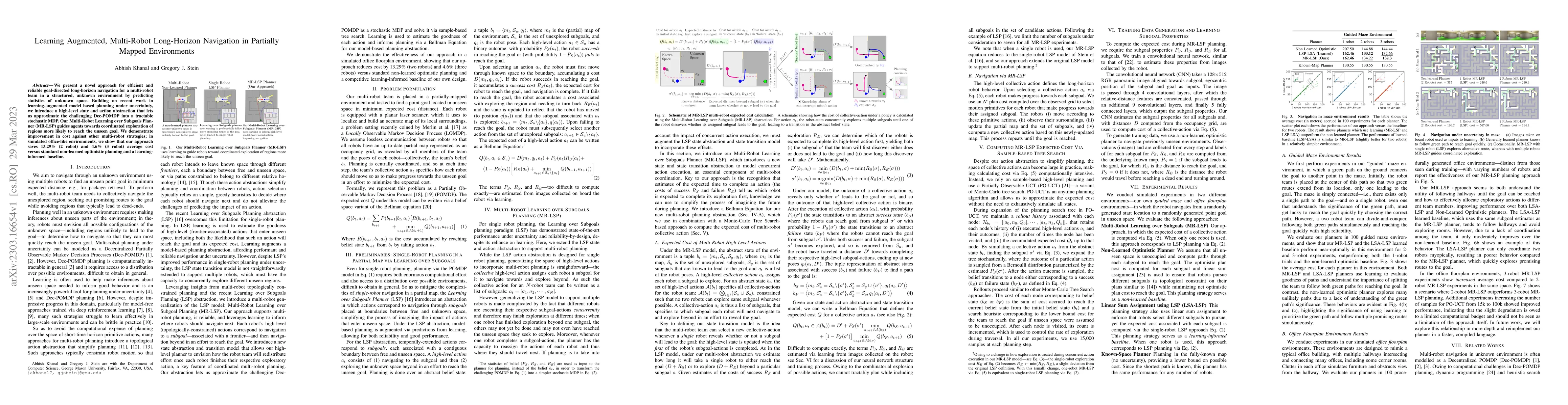 Thumbnail for Learning Augmented, Multi-Robot Long-Horizon Navigation in Partially
  Mapped Environments