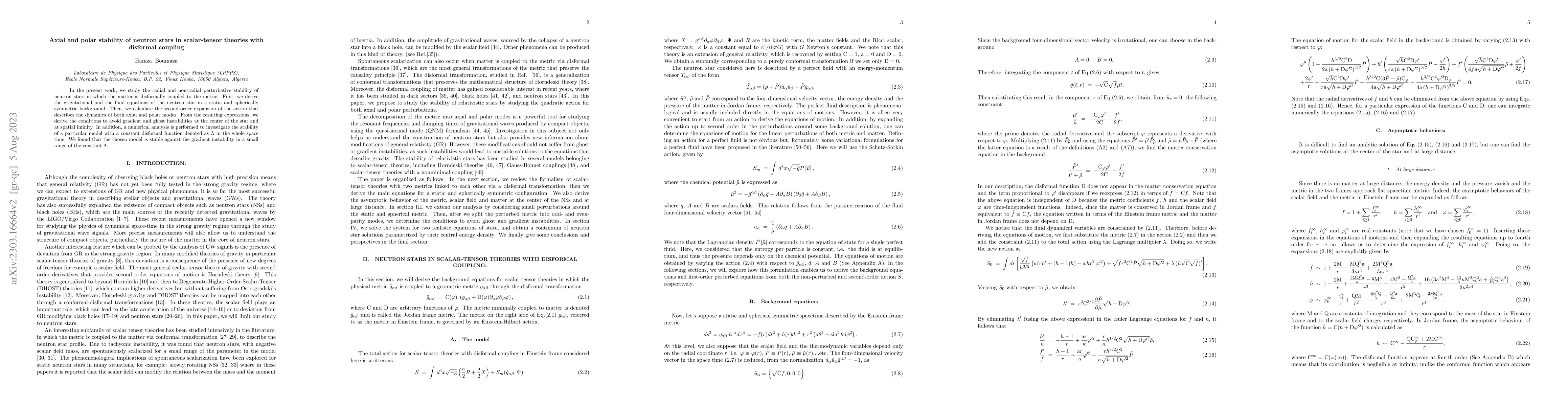 Thumbnail for Axial and polar stability of neutron stars in scalar-tensor theories
  with disformal coupling