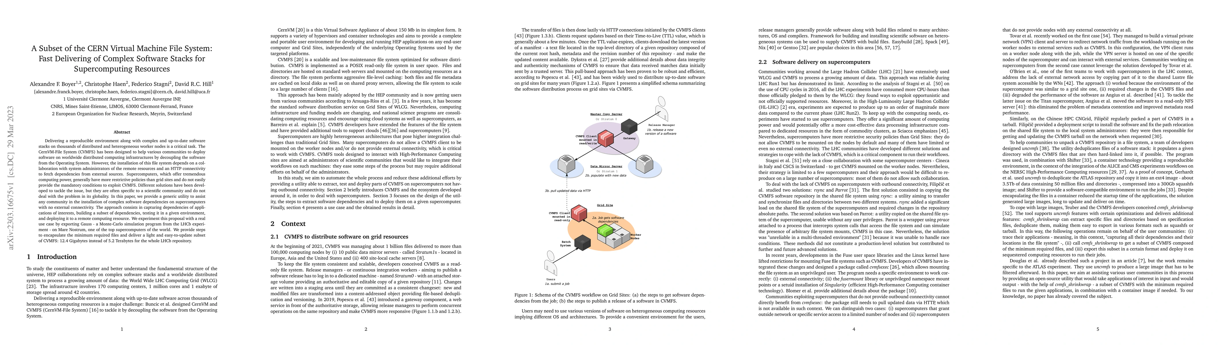 Thumbnail for A Subset of the CERN Virtual Machine File System: Fast Delivering of
  Complex Software Stacks for Supercomputing Resources