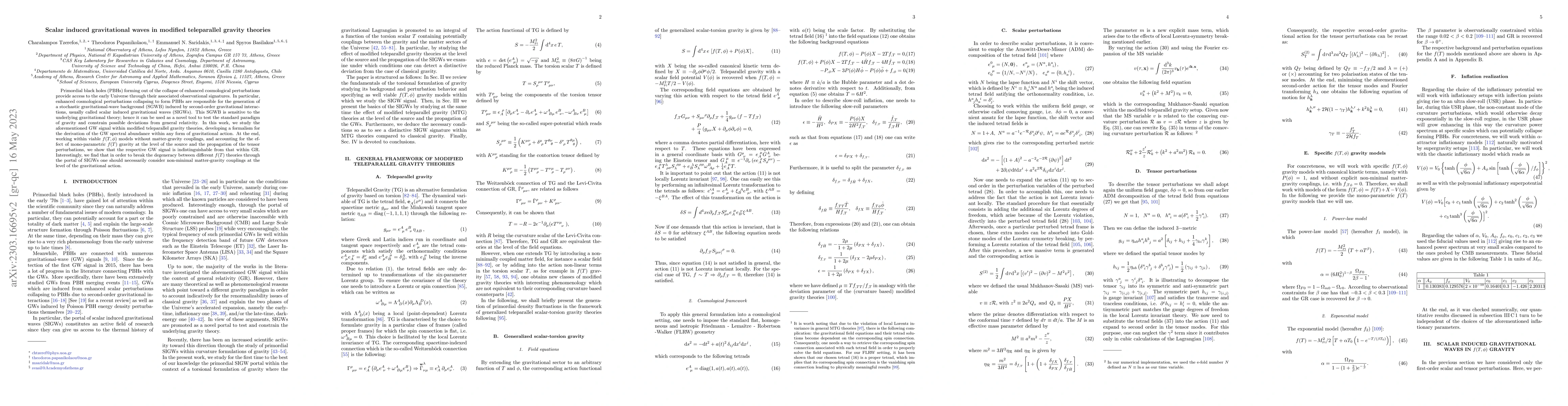 Thumbnail for Scalar induced gravitational waves in modified teleparallel gravity
  theories