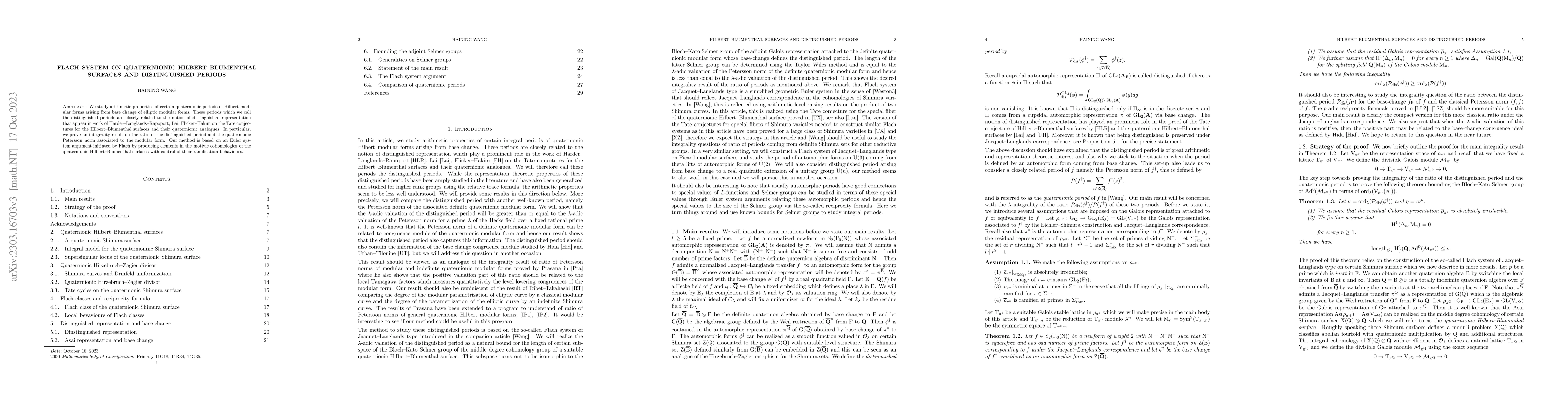 Thumbnail for Flach system on Quaternionic Hilbert--Blumenthal surfaces and
  distinguished periods