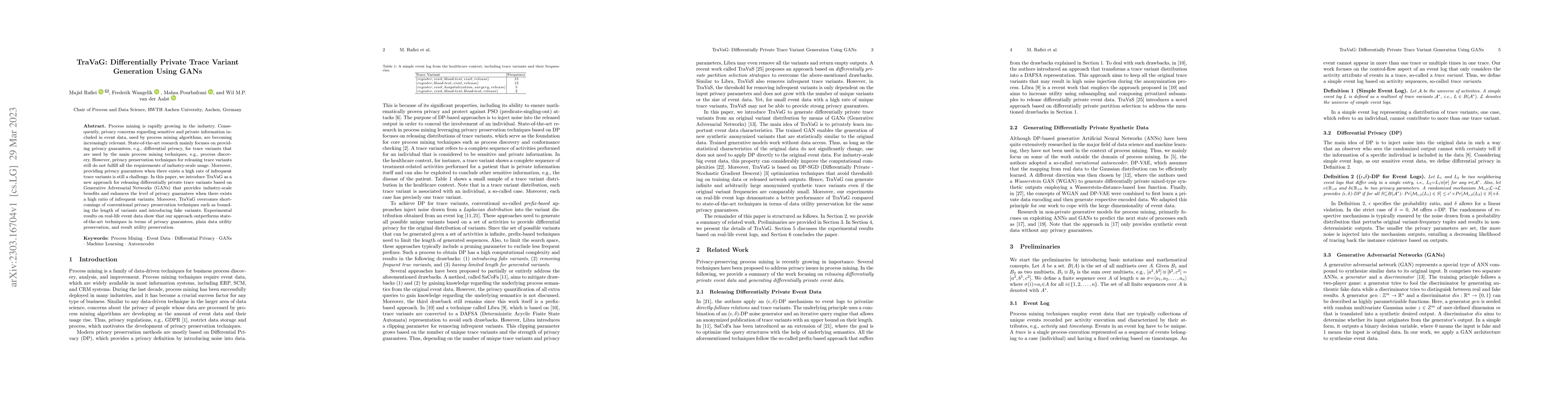 Thumbnail for TraVaG: Differentially Private Trace Variant Generation Using GANs