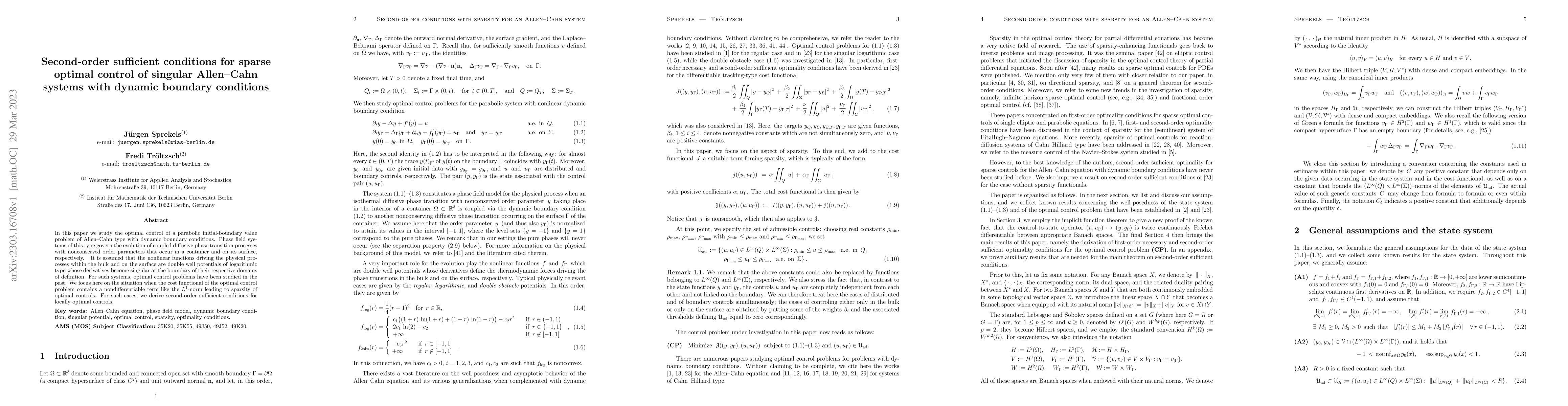 Thumbnail for Second-order sufficient conditions for sparse optimal control of
  singular Allen--Cahn systems with dynamic boundary conditions