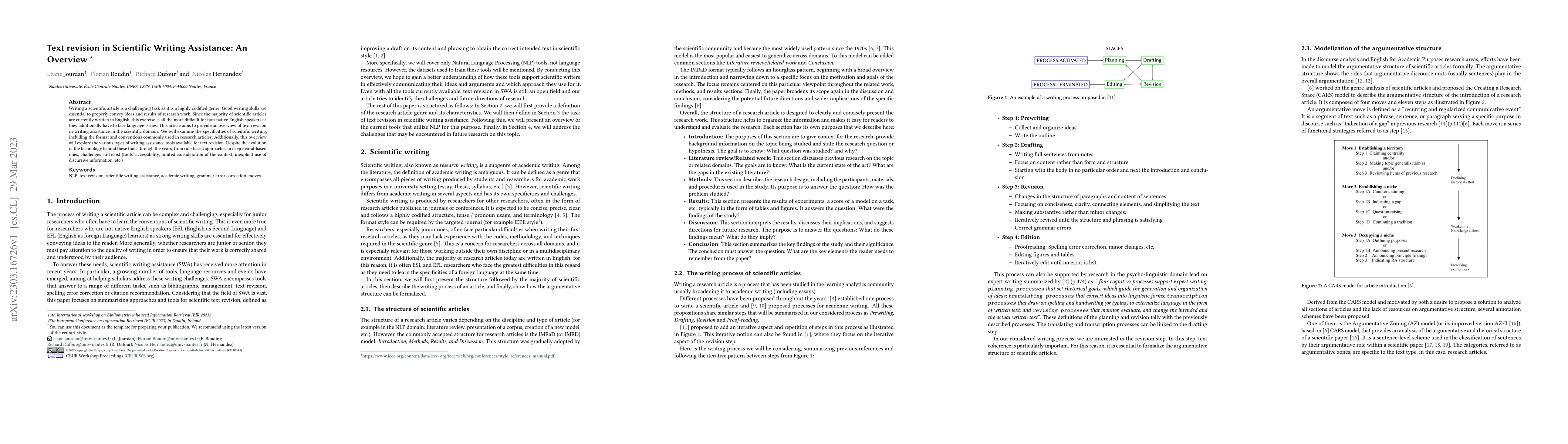 Thumbnail for Text revision in Scientific Writing Assistance: An Overview