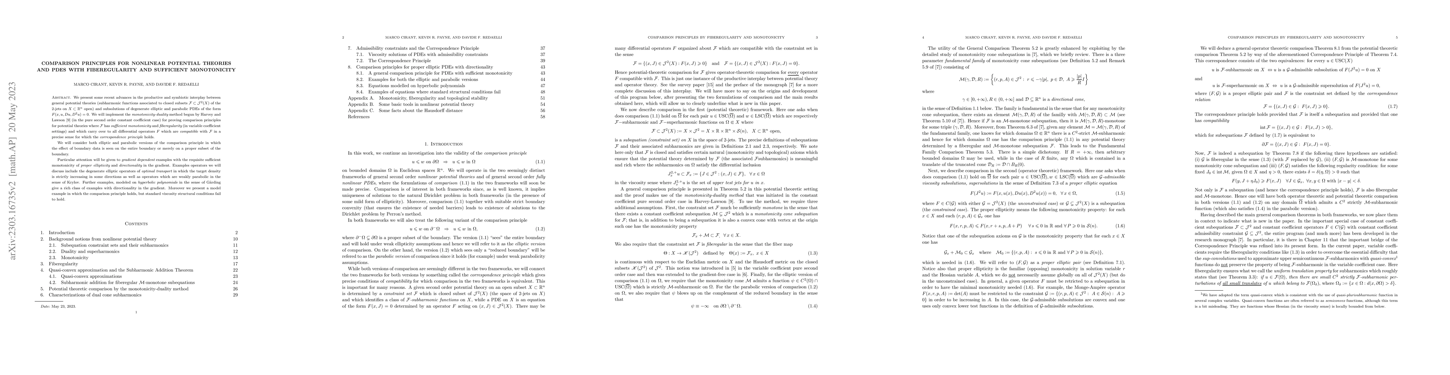 Thumbnail for Comparison principles for nonlinear potential theories and PDEs with
  fiberegularity and sufficient monotonicity