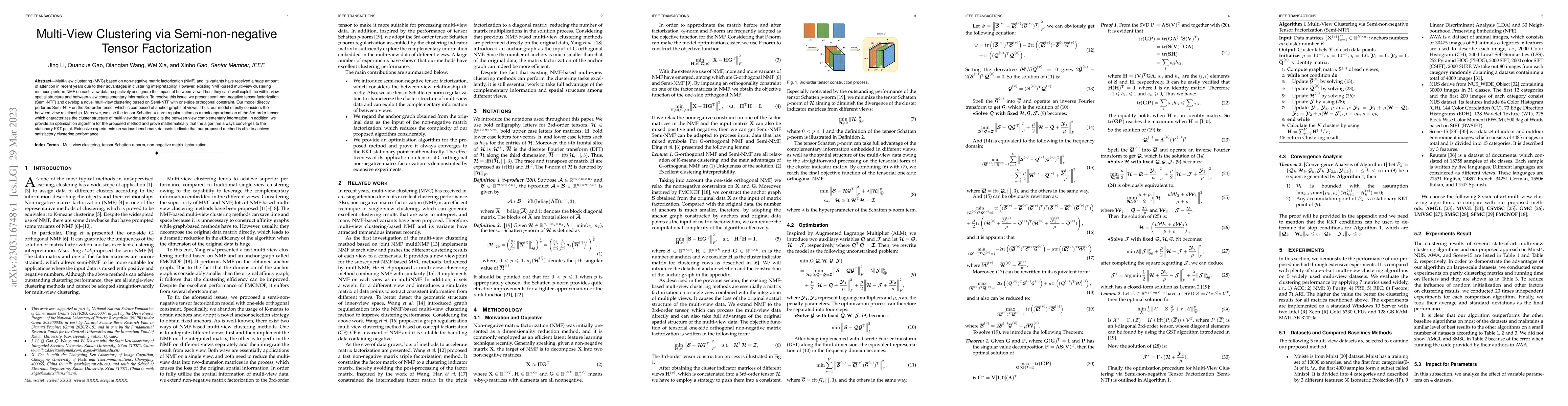 Thumbnail for Multi-View Clustering via Semi-non-negative Tensor Factorization