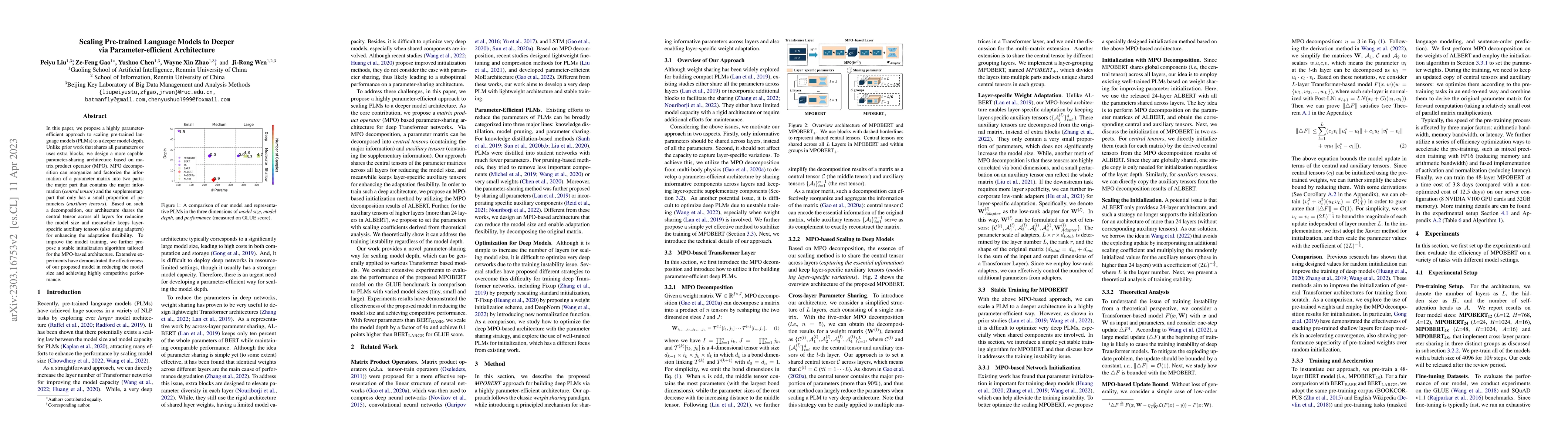 Thumbnail for Scaling Pre-trained Language Models to Deeper via Parameter-efficient
  Architecture