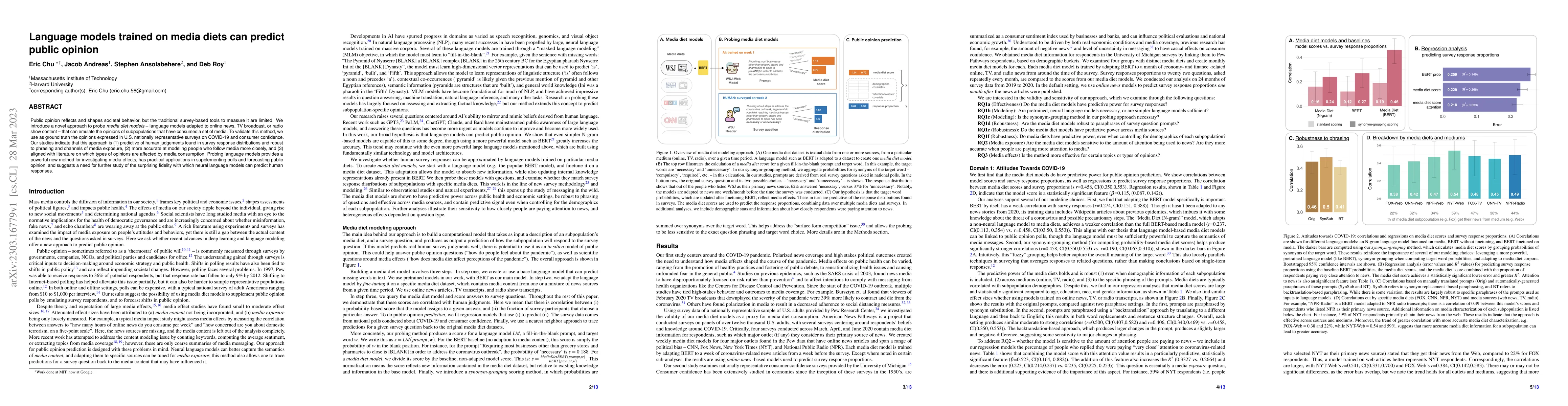 Thumbnail for Language Models Trained on Media Diets Can Predict Public Opinion