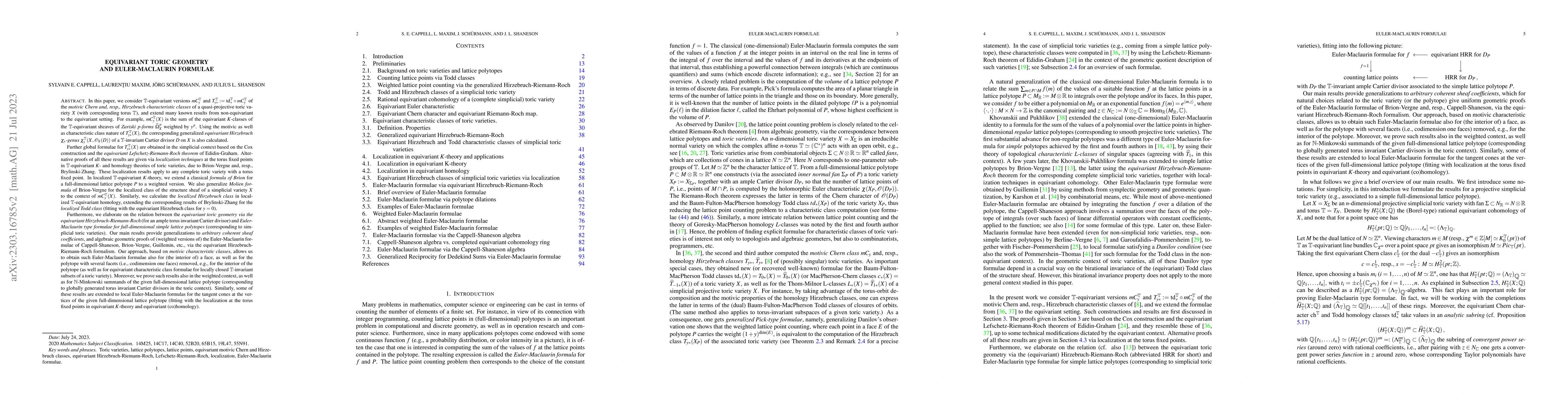 Thumbnail for Equivariant toric geometry and Euler-Maclaurin formulae