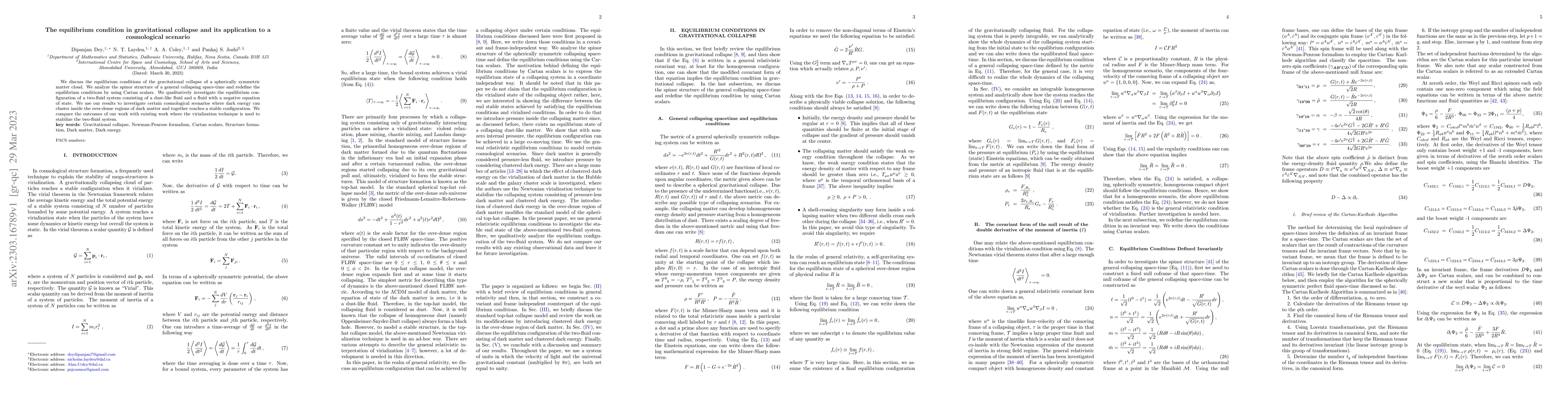 Thumbnail for The equilibrium condition in gravitational collapse and its application
  to a cosmological scenario