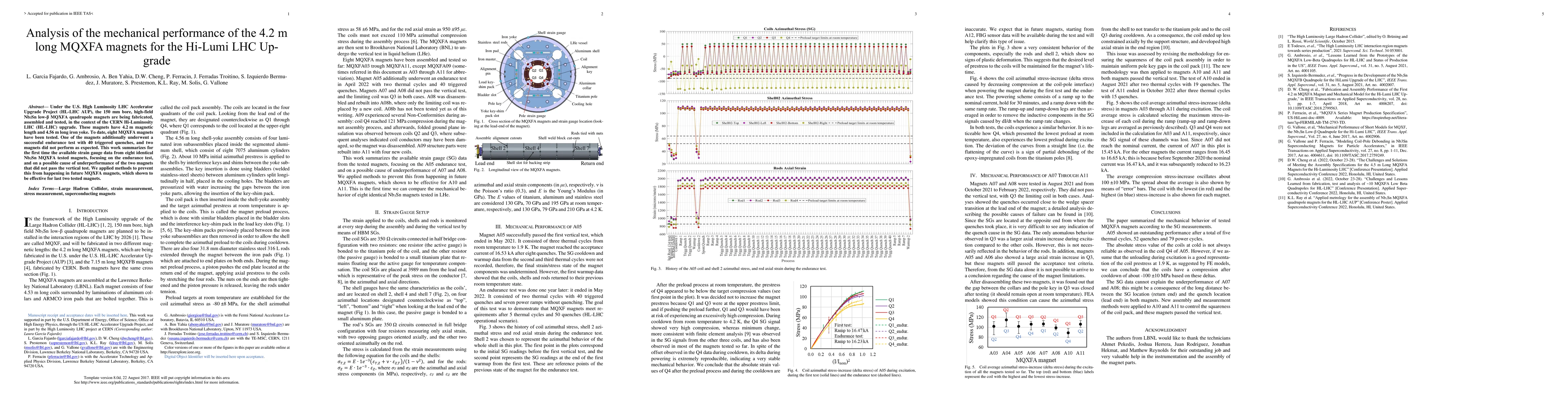 Thumbnail for Analysis of the mechanical performance of the 4.2 m long MQXFA magnets
  for the Hi-Lumi LHC Upgrade