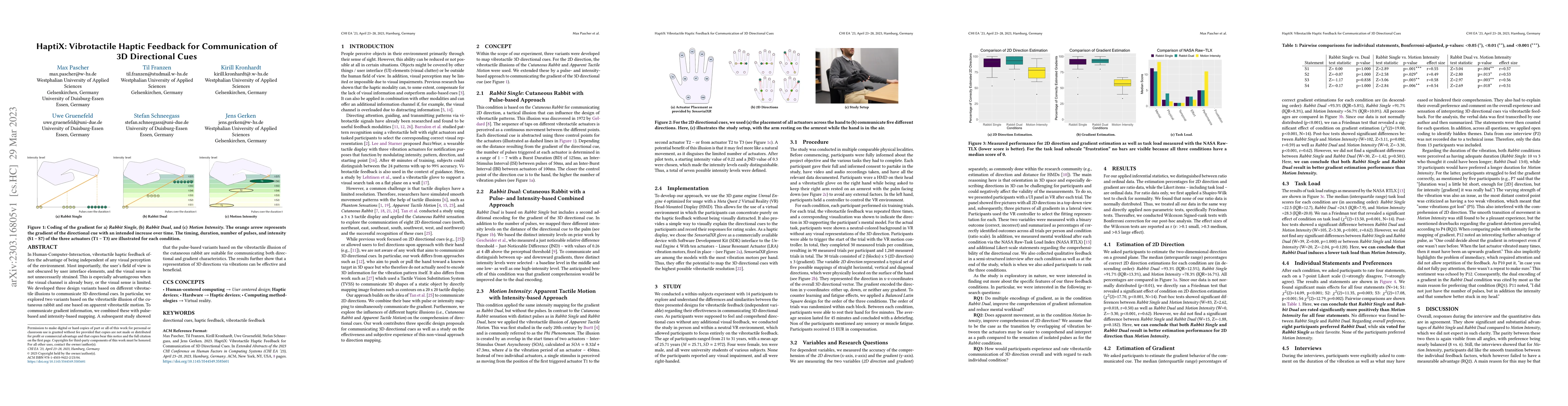 Thumbnail for HaptiX: Vibrotactile Haptic Feedback for Communication of 3D Directional
  Cues