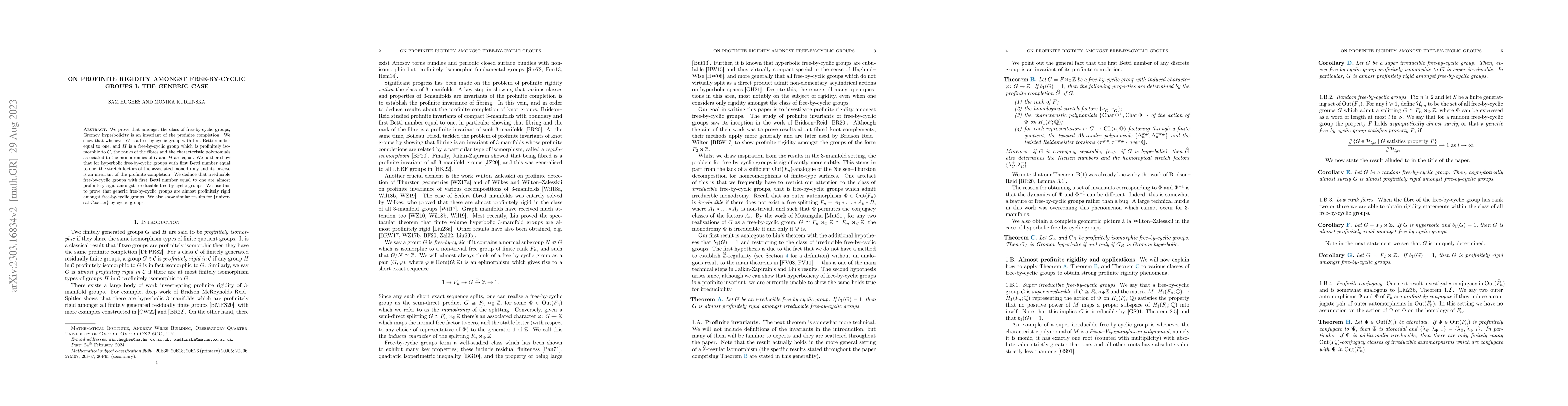 Thumbnail for On profinite rigidity amongst free-by-cyclic groups I: the generic case