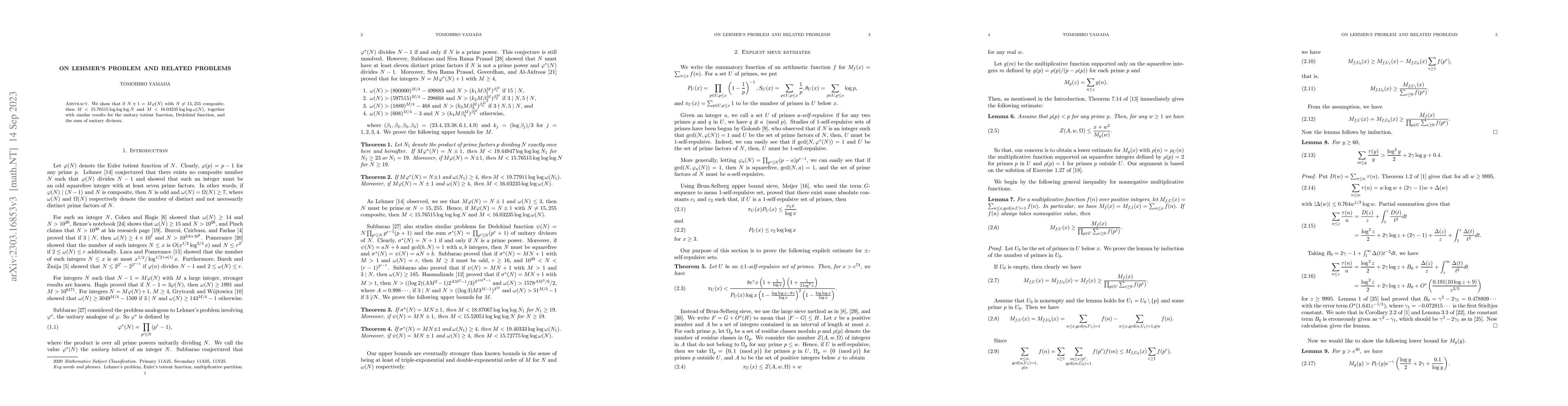 Thumbnail for On Lehmer's problem and related problems