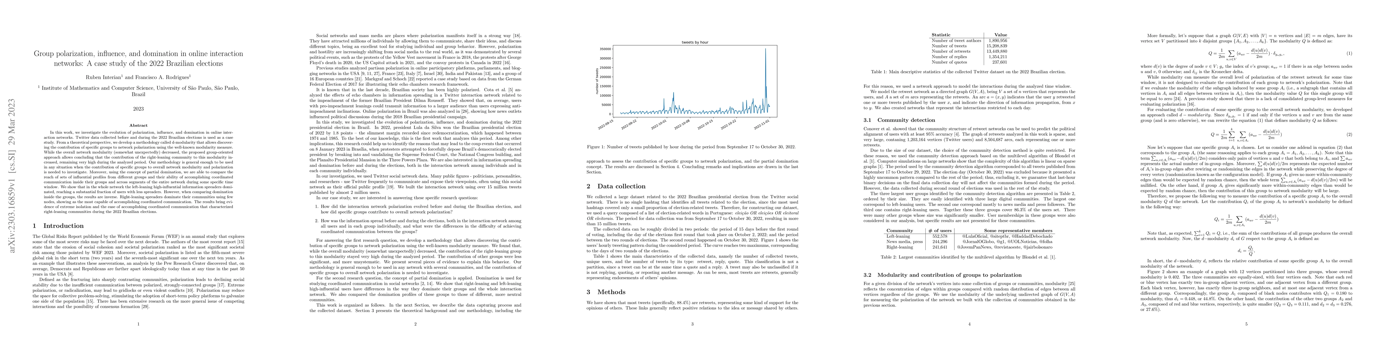 Thumbnail for Group polarization, influence, and domination in online interaction
  networks: A case study of the 2022 Brazilian elections