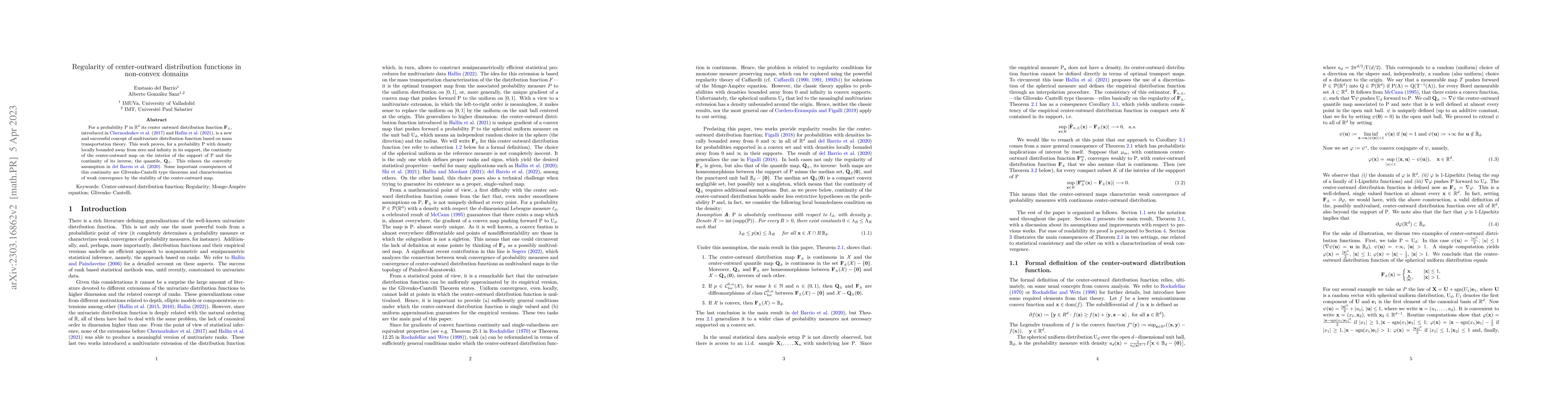 Thumbnail for Regularity of center-outward distribution functions in non-convex
  domains