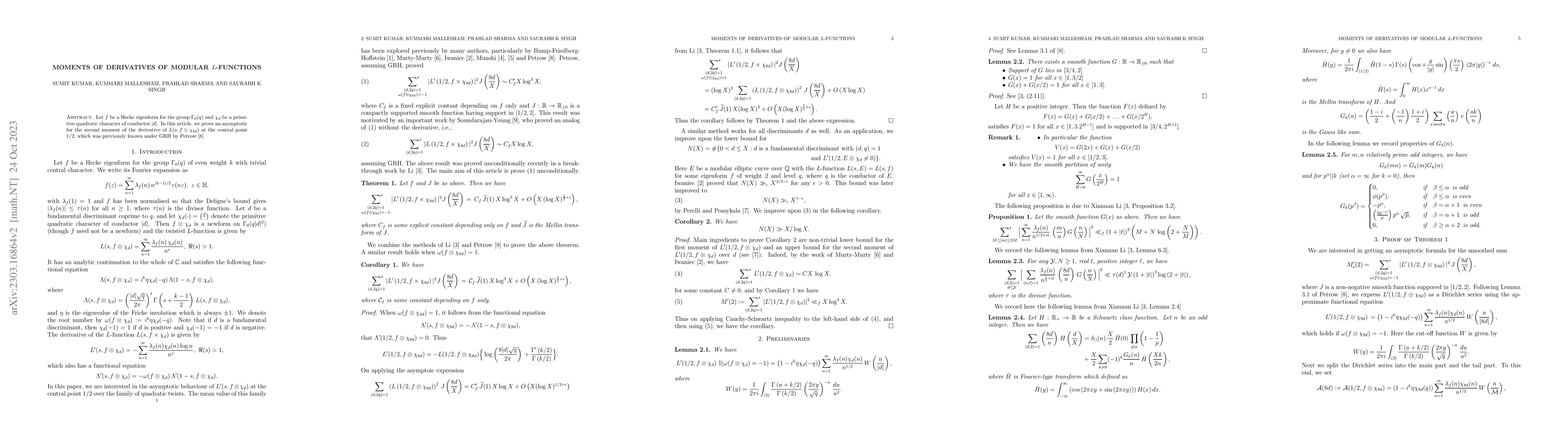Thumbnail for Moments of derivatives of modular $L$-functions