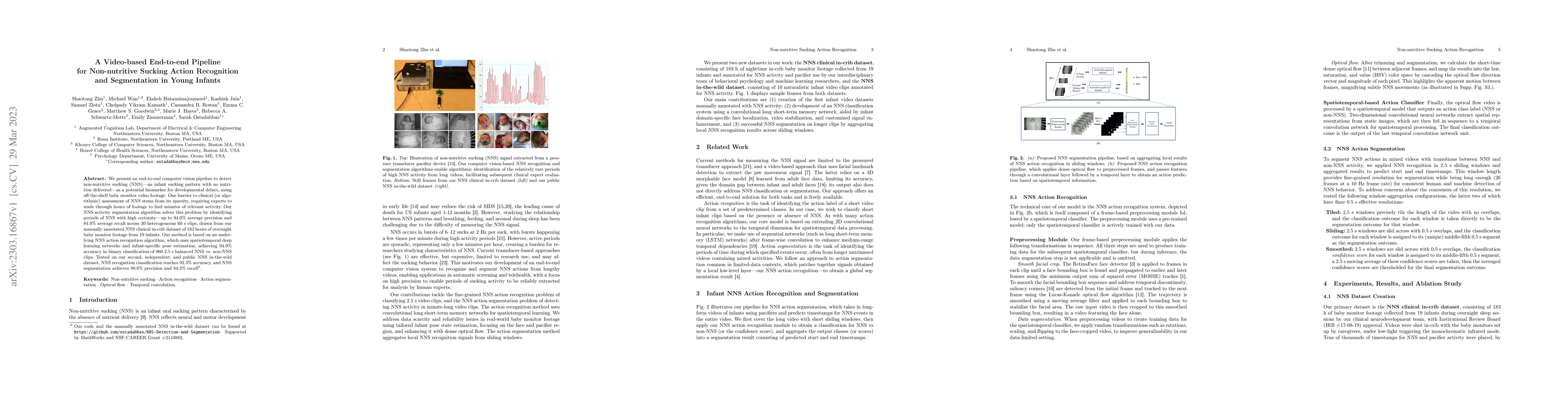 Thumbnail for A Video-based End-to-end Pipeline for Non-nutritive Sucking Action
  Recognition and Segmentation in Young Infants