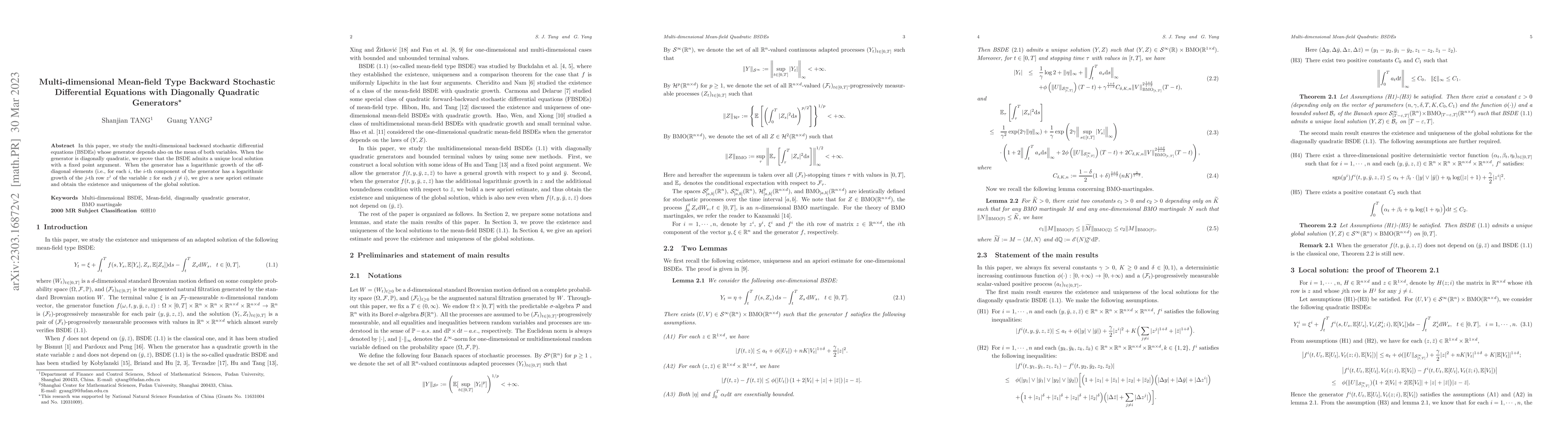 Thumbnail for Multi-dimensional Mean-field Type Backward Stochastic Differential
  Equations with Diagonally Quadratic Generators